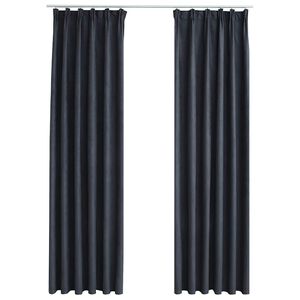 vidaXL Rideaux occultants avec crochets 2 pcs Anthracite 140x175 cm