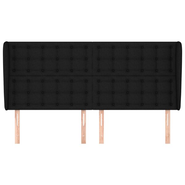 vidaXL T&ecirc;te de lit avec oreilles Noir 163x23x118/128 cm Tissu