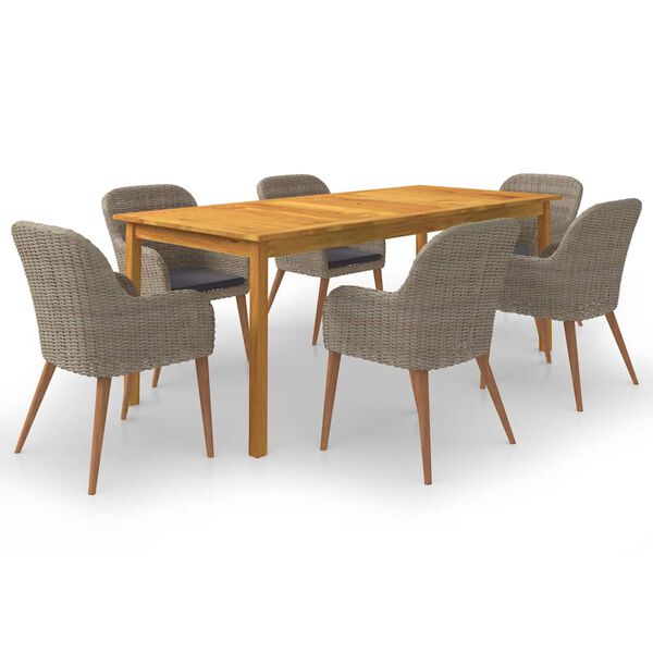 vidaXL Ensemble &agrave; manger de jardin 7 pcs Marron