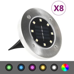 vidaXL Lampes solaires de sol 8 pcs Lumi&egrave;res LED couleur RVB