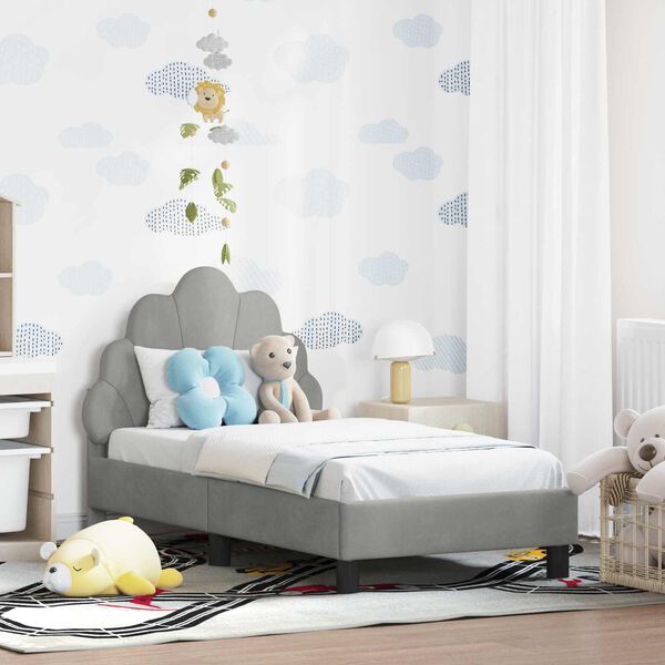 vidaXL Cadre de lit pour tout-petit avec t&ecirc;te de lit Gris clair