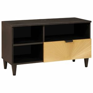 vidaXL Meuble TV Noir et Or 80 x 33 x 46 cm Bois d'ing&eacute;nierie