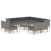 vidaXL Salon de jardin 12 pcs avec coussins R&eacute;sine tress&eacute;e Gris