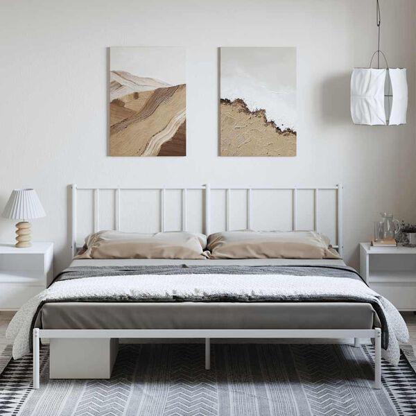 vidaXL Cadre de lit m&eacute;tal sans matelas et t&ecirc;te de lit blanc 183x213 cm