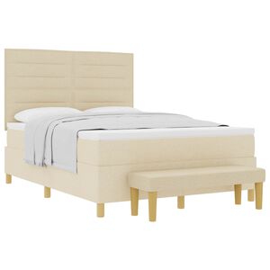 vidaXL Lit &agrave; ressorts avec matelas Cr&egrave;me 140 x 200 cm tissu