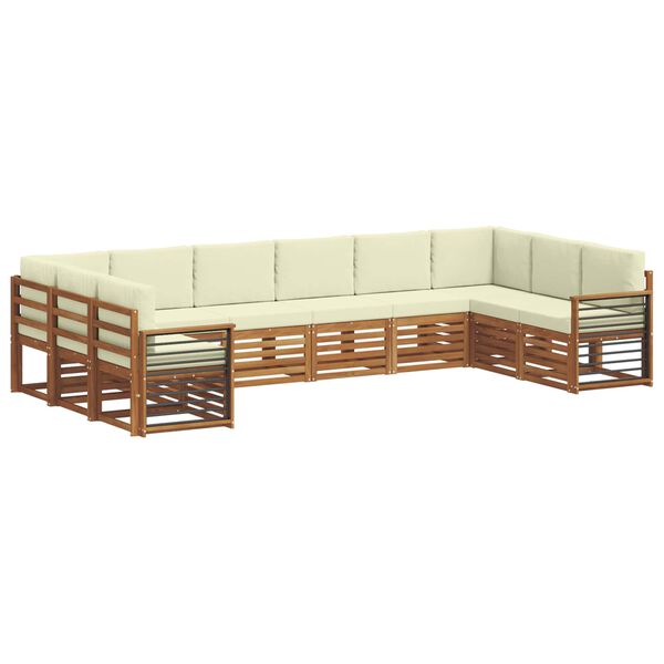 vidaXL Ensemble de canap&eacute; d'angle avec coussin 10 pcs Naturel et Cr&egrave;me