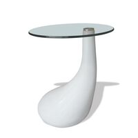 vidaXL Table basse avec dessus de table en verre rond Blanc brillant