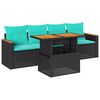 vidaXL Salon de jardin 5 pcs avec coussins noir r&eacute;sine tress&eacute;e