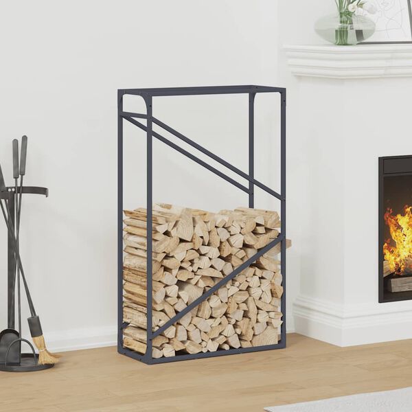 vidaXL Portant de bois chauffage anthracite 60x25x100 cm