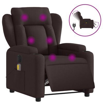 vidaXL Fauteuil de massage inclinable électrique Marron foncé Tissu