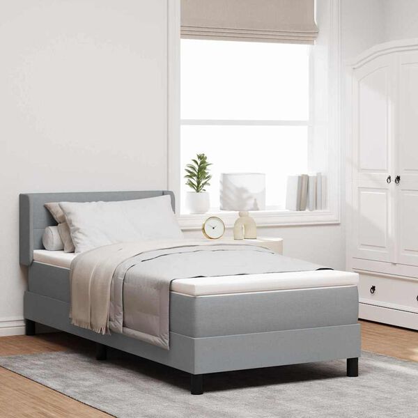 vidaXL Lit &agrave; ressorts avec matelas Gris clair 190 x 90 cm Polyester