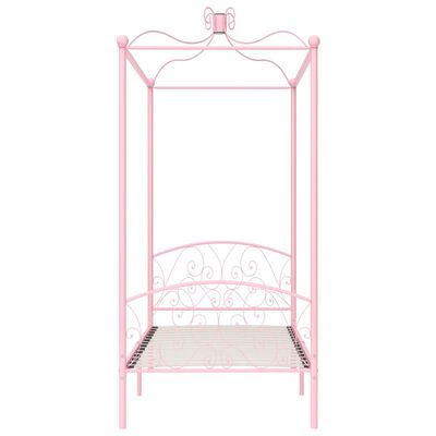 vidaXL Cadre de lit à baldaquin sans matelas rose métal 100x200 cm