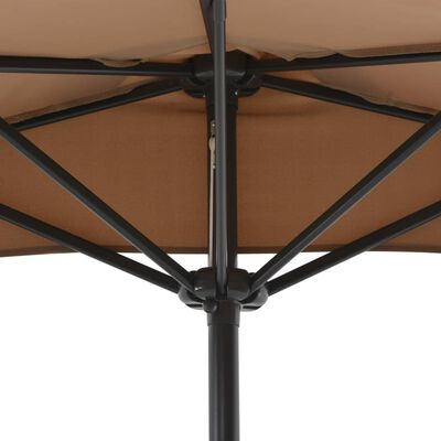 vidaXL Parasol de balcon avec mât en aluminium Taupe 270x135 cm Demi