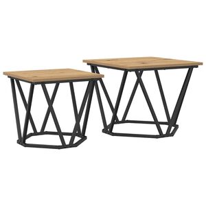 vidaXL Ensemble de tables d'appoint 2 pc Ch&ecirc;ne artisanal
