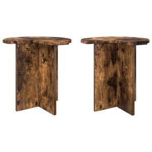 vidaXL Table d'appoint 2 pi&egrave;ces Ch&ecirc;ne fum&eacute; &Oslash; 39 x 38 cm