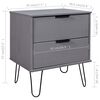 vidaXL Table de chevet Gris 45x39,5x57 cm Bois de pin solide