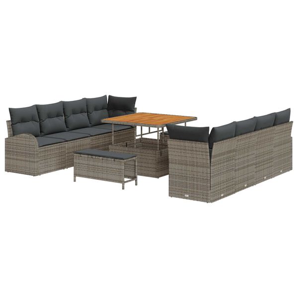 vidaXL Ensemble de canap&eacute; de jardin avec coussin 11 pcs Gris