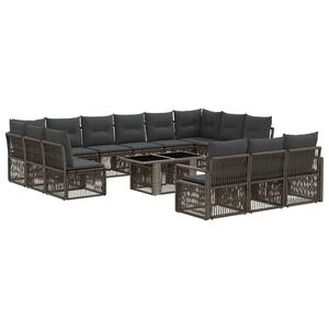 vidaXL Ensemble de canap&eacute; de jardin 14 pc Gris et Gris fonc&eacute; polyrotin