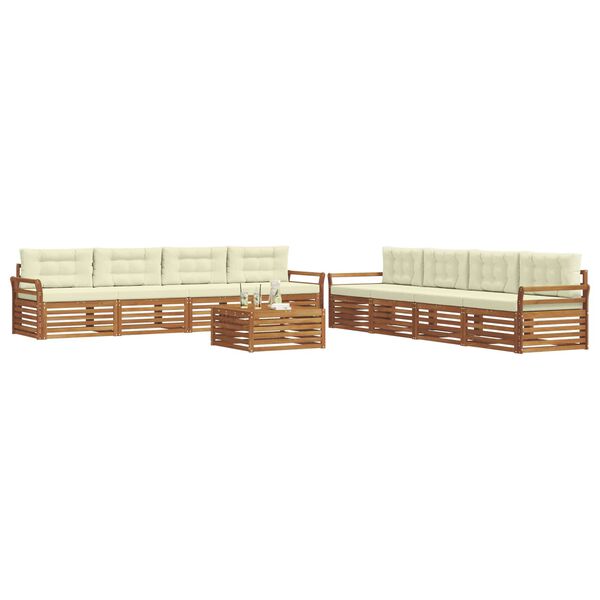 vidaXL Ensemble de canap&eacute;s d'ext&eacute;rieur 9 pcs Naturel et Cr&egrave;me