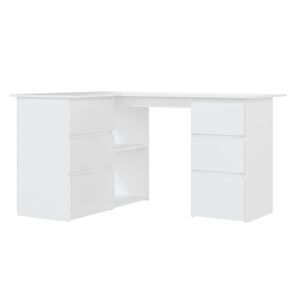 vidaXL Bureau d'angle Blanc 145x100x76 cm Bois d'ing&eacute;nierie