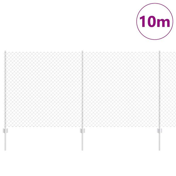 vidaXL Cl&ocirc;ture avec poteau Argent&eacute; 1,2 x 10 m Acier