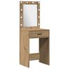 vidaXL Ensemble de table de maquillage avec LED 3 pcs Ch&ecirc;ne artisanal