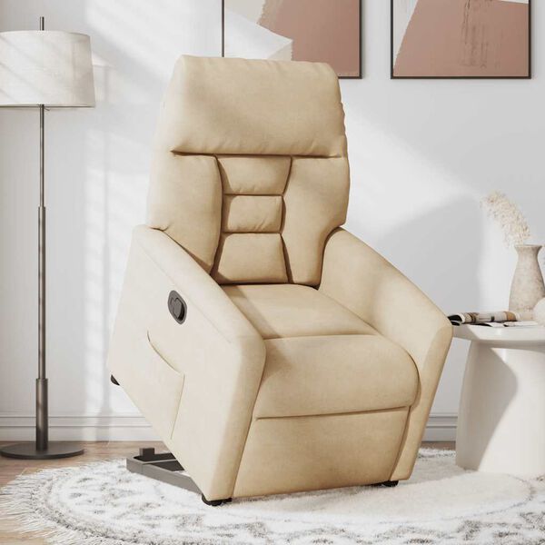 vidaXL Fauteuil inclinable cr&egrave;me tissu microfibre