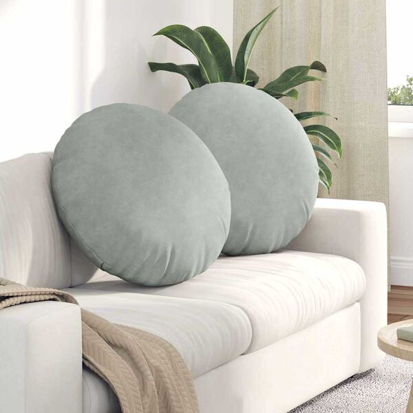 vidaXL Coussins de si&egrave;ge 2 pcs Gris clair &Oslash; 40 x 13 cm Velours