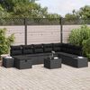 vidaXL Ensemble de canap&eacute; de jardin 9 pcs Noir Poly rotin