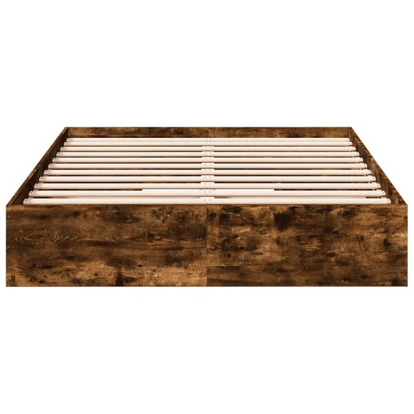 vidaXL Cadre de lit avec tiroirs sans matelas ch&ecirc;ne fum&eacute; 120x190 cm
