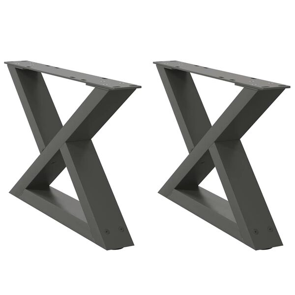 vidaXL Pieds de table basse 2 pi&egrave;ces Anthracite 60 x (30-31,3) cm Acier