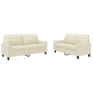 vidaXL Ensemble de canap&eacute;s 2 pcs avec coussins Cr&egrave;me Similicuir