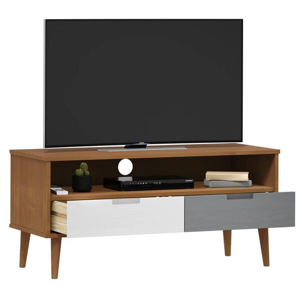 vidaXL Meuble TV MOLDE Marron 106x40x49 cm Bois de pin massif