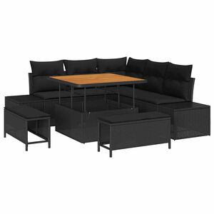 vidaXL Ensemble de canap&eacute; de jardin avec coussin 8 pcs Noir polyrotin
