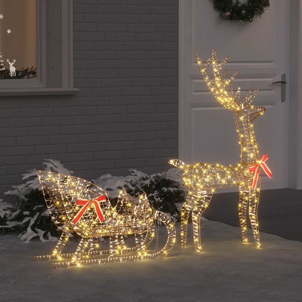 vidaXL Tra&icirc;neau tir&eacute; par un renne Blanc chaud 70 x 26 x 129 cm PET
