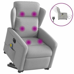 vidaXL Fauteuil inclinable de massage &eacute;lectrique gris nuage tissu