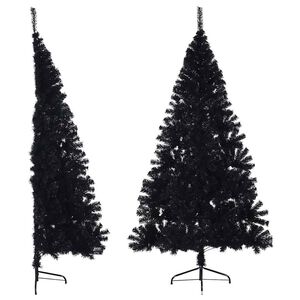 vidaXL Demi sapin de No&euml;l artificiel avec support Noir 240 cm PVC
