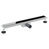 vidaXL Drain de Douche avec Couverture en Verre Noir 80 cm