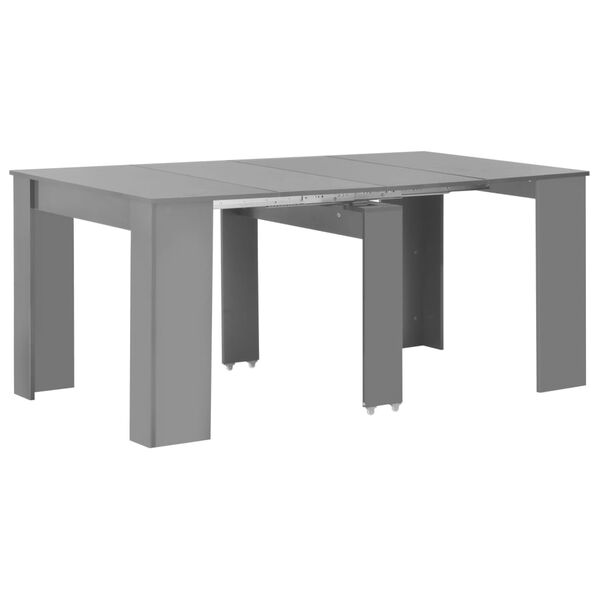 vidaXL Table à manger extensible Gris brillant 175x90x75 cm