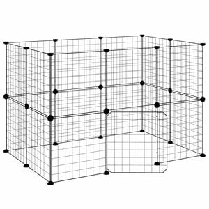 vidaXL Cage animaux de compagnie &agrave; 20 panneaux et porte Noir 105x70x70 cm