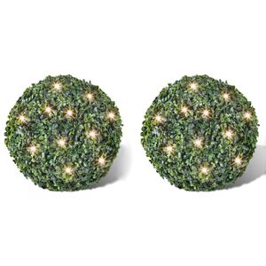 2 pi&egrave;ce de boule 27 cm avec guirlande lumineuse solaire 24 LED