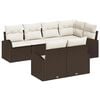 vidaXL Ensemble de canap&eacute; de jardin 7 pc Marron et blanc polyrotin