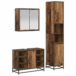 vidaXL Ensemble de mobilier de salle de bain 3 pcs Bois Ancien