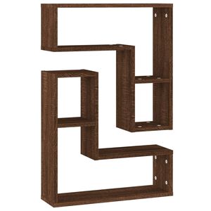 vidaXL &Eacute;tag&egrave;res murales 2 pcs Ch&ecirc;ne marron 50x15x50 cm Bois ing&eacute;nierie
