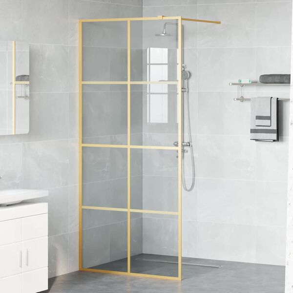 vidaXL Mur de Douche &agrave; L'Italienne Dor&eacute; 90 x 195 cm verre tremp&eacute;