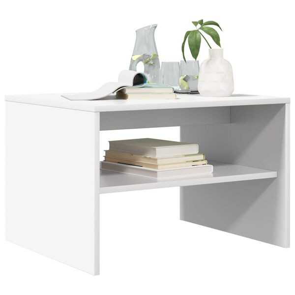 vidaXL Table basse Blanc 60 x 50 x 40 cm Bois d'ing&eacute;nierie