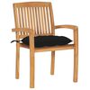 vidaXL Chaises de jardin lot de 2 et coussins noir Bois de teck massif