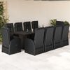 vidaXL Ensemble &agrave; manger de jardin 11 pcs coussins noir r&eacute;sine tress&eacute;e