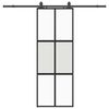 vidaXL Porte coulissante kit quincaillerie noir 76x205 cm verre tremp&eacute;
