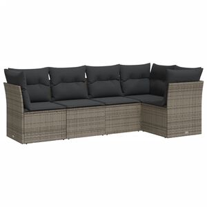vidaXL Salon de jardin 5 pcs avec coussins gris r&eacute;sine tress&eacute;e